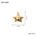 Detailed view of a gold star pendant with pink rhinestones including dimensions and weight - BP1142B1 (Gold Star - Pink Stone)
