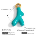 Teal organic star pendant in 18k gold plated stainless steel with detailed dimensions - Teal Irregular Organic Pendant (PJ91218L)