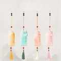 Set of four pastel creative Chinese lucky charms with golden text and silk tassels - 1214-4 Hanging Set