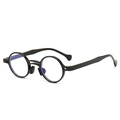 Gafas de sol retro negras de montura redonda con doble puente y lentes anti luz azul - Montura Negra Lente Transparente