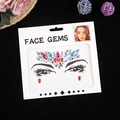 Autocollants de bijoux de visage multicolores avec strass roses et bleus sur carte blanche - 165*155mm / Multicolore