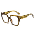 Oversized square eyewear frame with retro yellow and black tiger stripes texture - Stripe Frame Anti-Blue Light Clear Lens