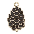 Dennenappel hanger met zwart email en gouden rand voor DIY sieraden en accessoires - 1st Bruine Dennenappel 23x14mm