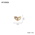 14K gold stainless steel heart pendant with multi-color cubic zirconia stones - HP1090D6 (Gold Heart - Multicolor Stone)