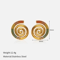 Detailed shot of 18k gold plated spiral earrings with multicolored gradient crystals - Gold Gradient Colorful Diamonds Style