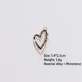 Golden double heart charm with black enamel and rhinestones, size 1.4x2.1cm - Style 6 Heart / Gold