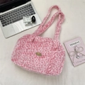 Sac cabas chic en peluche à motif léopard rose avec fausse fourrure et plaque dorée - Rose Clair