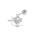 Silberner Herz-Piercing-Ohrring mit Zirkonia-Steinen und 0,5cm x 0,6cm Maßen - Mini Herz (2640-2#) / Silber