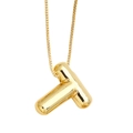 3D bubble letter T pendant necklace in 18K gold plated copper with sleek box chain - Letter T
