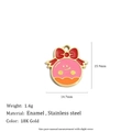 Detailed size chart of pink enamel Christmas pendant in 18K gold plated stainless steel - Pink Cartoon