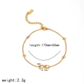Gold stainless steel infinity bracelet with zircon stones and extension chain - Gold Infinity Polished Bead Bracelet (TB5085)