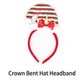 Christmas headband featuring a sequined Santa hat with a golden crown and red bow - TK-15-3 (Crown Curved Hat Headband - White Green Red)