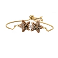 Bracciale vintage a stella marina con perle in ceramica e catena in acciaio inossidabile - Stella Marina Color Tè Nero + Acciaio Inossidabile + Perle di Ottone + Perla d'Imitazione