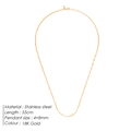 Detail view of 55cm stainless steel 18K gold paperclip chain necklace with specs - 18K Gold