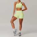 Ensemble soutien-gorge de sport asymétrique et short taille haute vert néon - 10/M / Short à Une Épaule Vert Jaune Clair