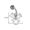 Silver stainless steel belly ring featuring a butterfly-shaped cubic zirconia stone - Silver Butterfly (0199-5# Silver)