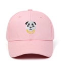 Primer plano de gorra de algodón rosa con bordado de panda hip-hop y collar dorado - Ajustable / Rosa