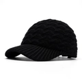 Gorra de béisbol de punto de ochos negra para mujer, cálida y elegante para el invierno - Ajustable / Negro