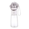 Portable pet water bottle in white and transparent finish with paw print bowl design - Cat Paw-550ml Water + 100g Food / White