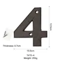 Numero civico 4 in ghisa industriale marrone scuro con viti, altezza di 12,5 cm - Numero Grande Largo-4