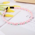 Pink checkered headband with red polka dots and floral patterns for girls - Pink with Red Dots