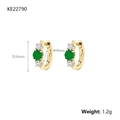 925 silver gold-tone hoop earrings with green zircon stones and white crystal accents - 925 Silver / Gold Green