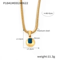 Golden titanium steel snake chain necklace with a spherical blue zircon pendant - Gold December Blue Zirconia (P1841)