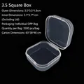 Detailed view of clear square plastic storage box measuring 3.5x3.5x1.8cm for small parts - New 3.5 Square (3.5*3.5*1.8cm)