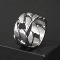 Anillo de eslabones cubanos de plata pulida para hombre en acero inoxidable - US 9 / Color Acero