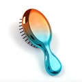 Children gradient orange to blue paddle hair brush with metallic finish and massage bristles - Two-color Electroplated Wide Teeth / Yellow-Green Gradient