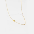 Polished gold S925 sterling silver necklace with letter W pendant and three diamonds - Letter W / 925 Sterling Silver Plated With 18k Gold