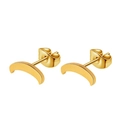 Polished 18K gold crescent moon stud earrings set with butterfly backings - Moon