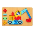 Wooden 3D excavator puzzle toy with colorful numbers 1-10 for early math learning - Excavator 1