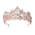 Luxurious rose gold bridal crown featuring vine and flower designs with white crystals - Rose Gold