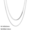 Silver snake chain and box chain set with dimensions 400x3mm and 500x1.6mm - Silver Snake Chain and Venice Chain Combination (KN232354-Z)