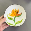 Handcrafted coconut shell bowl with bird of paradise floral inlay home decor - Bird of Paradise Flower