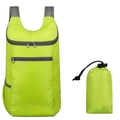 Lightweight foldable outdoor backpack in lime green with breathable mesh straps and storage bag - Green
