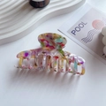 Colorful acetate hair claw clip with artistic oil painting pattern in pastel shades - 9# Multicolor