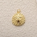 Detail of 14k gold plated koi fish charm with intricate embossed texture and top ring - A0776 Embossed Round Pendant