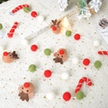 Handmade wool felt Christmas garland with brown reindeer, candy canes and soft felt balls - Reindeer and Candy Cane