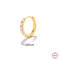 925 sterling silver gold plated 10mm hoop earrings with white opal stones inlay - Single Gold-10MM White Opal