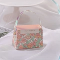 Floral wedding candy box with iridescent handle and Best Wishes text on white satin - Small (5x10x7.5cm) / Pink