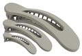 Tres pinzas para el cabello en plástico gris mate de tamaños pequeño, mediano y grande - Juego de 3 / Gris