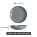 French style 8-inch ceramic plate in forest grey-blue with hammered stone texture - Forest Grey Blue 8 Inch Deep Plate