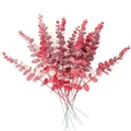 Artificial red eucalyptus branch with realistic leaf texture for festive home decoration - Frosted Red