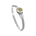 Pulsera de acero de titanio estilo cremallera plateada con detalle de engranaje dorado - Cordón Negro Color Acero (KB164003-KLHQ)