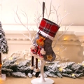 Christmas stocking with red plaid cuff and 3D plush reindeer hanging ornament - E-W39 Medium Long Leg Reindeer Stocking