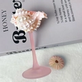 Pink frosted glass shell wine glass with elegant stem for creative home decoration - Pink Base Murex Wine Glass