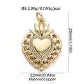 Golden copper heart pendant with white zircon inlay and lace edge detailing - Ysn014-02 / 18K Gold