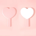 Rosafarbener herzförmiger Handspiegel aus Kunststoff, Vorder- und Rückseite abgebildet - Rosa